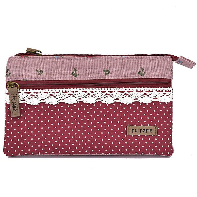 Handtasche Patchwork Kosmetiktasche Punkte Blume altrosa